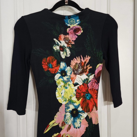 Erdem Womens Dress Allegra Red Black Floral 3/4 Sleeve Knee Length Bodycon 2 XS - Picture 9 of 10